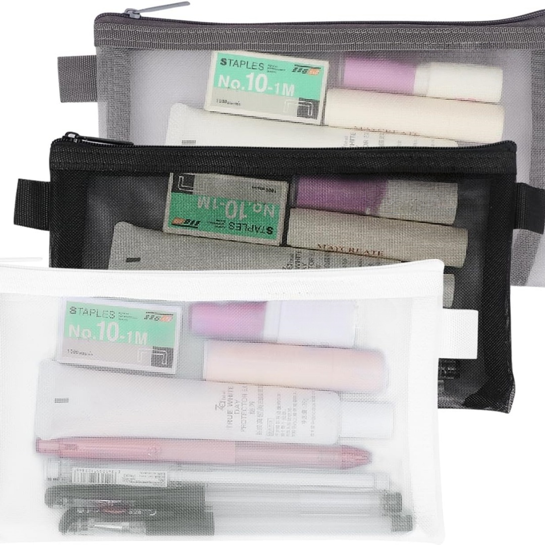 Clear Mesh Pencil Pouch For Exam - Портативная сумка для офисных канцелярских принадлежностей,