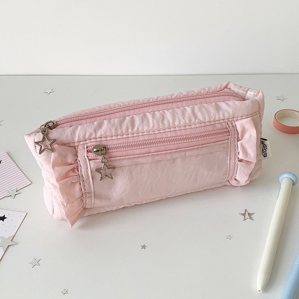 Корейский пенал с рюшами и зве – обзор и цена Aesthetic Large Pencil Case Pouch